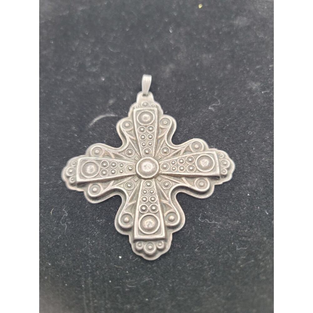 Vintage Reed Barton Christmas Cross Sterling Silver Pendant Renaissance Revival